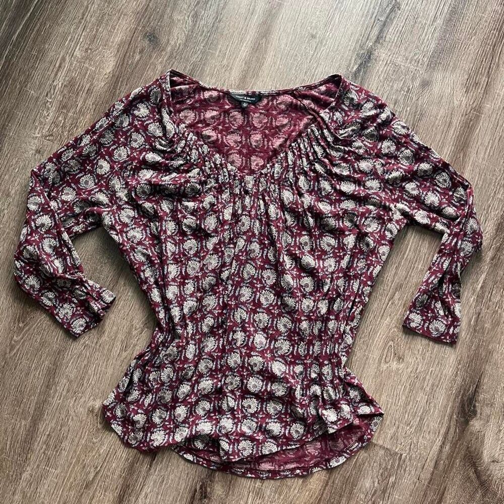Lucky brand Women's Burgundy and Red Blouse